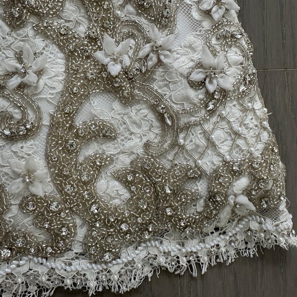 Alice + Olivia PRIA White Beaded Rhinestone Crystal Mini Dress Lace - Size 2 - Picture 9 of 14